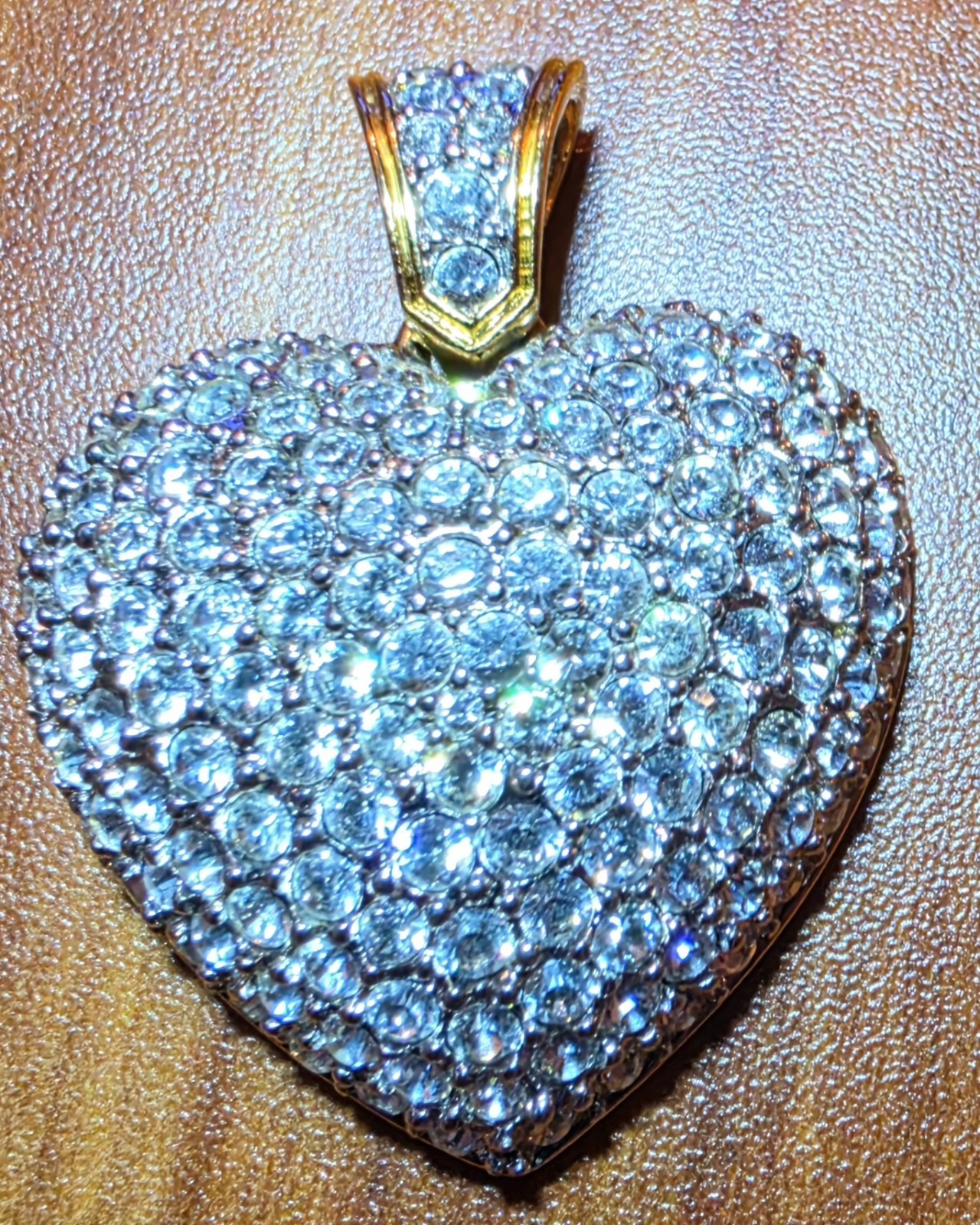Swarovski® Signed SWAN Crystal Puff Pave Goldtone Dome Large Huge Heart Pendant
