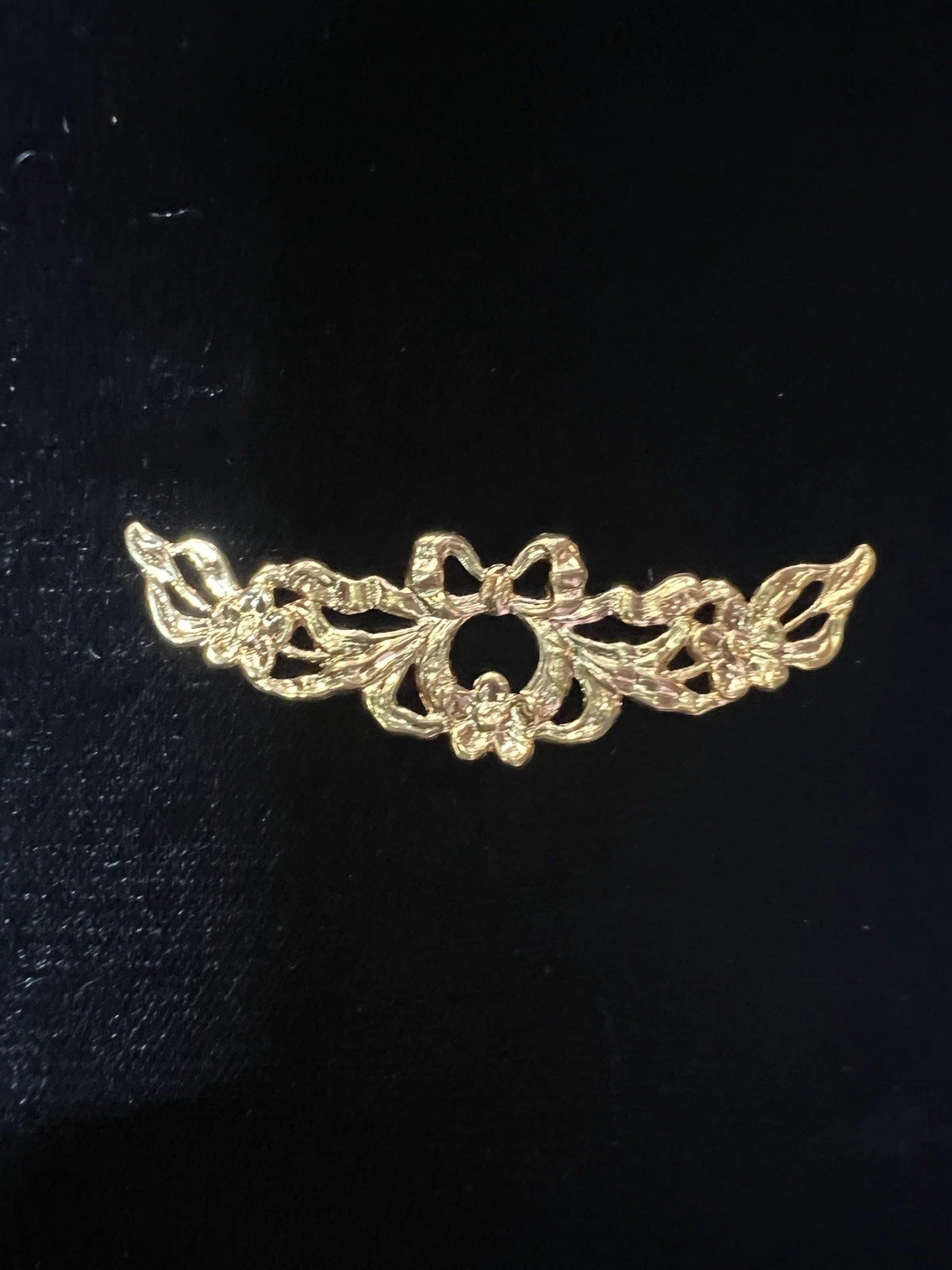 Large Vintage Gold Plated Brass Stamping Bows/Floral Sconce for Jewelry/Crafting