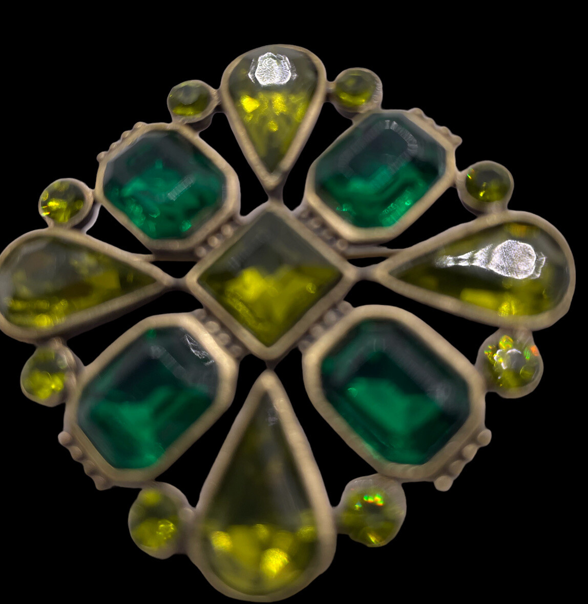 Brooch Rhinestone Pin Pendant Vintage MCM Retro Convertible Green Vtg Retro
