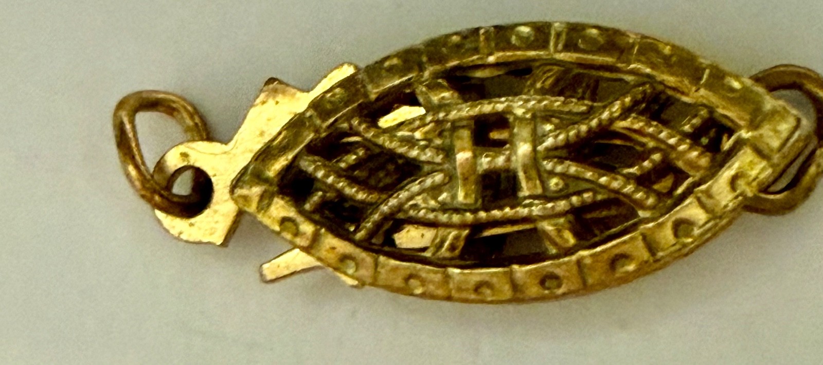 vintage gold on Sterling fishhook clasp for necklace, pearls etc.