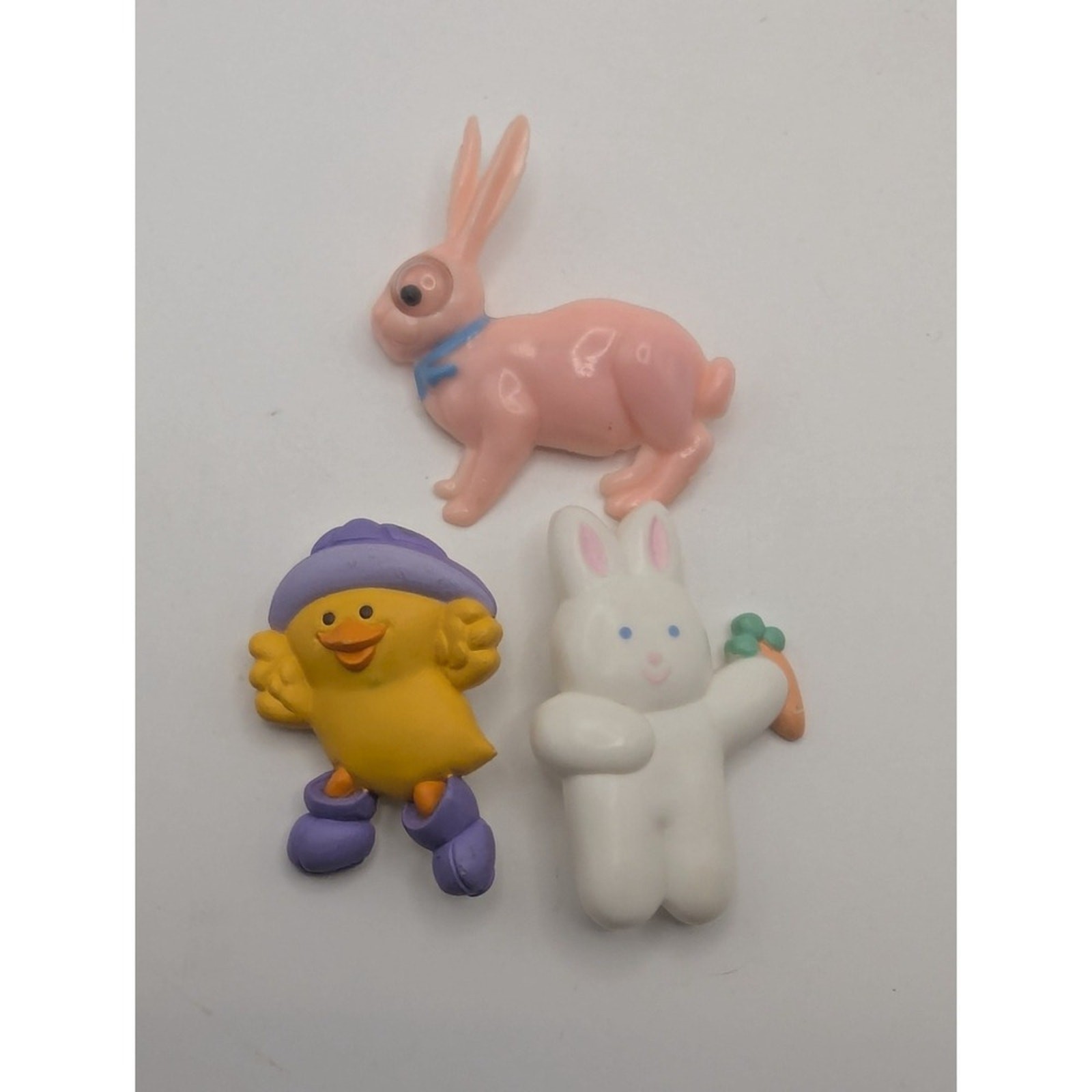 Vintage Easter Bunny 1950’s Bunny & Chick Brooch Hallmark Pins 1980s 3pc Lot