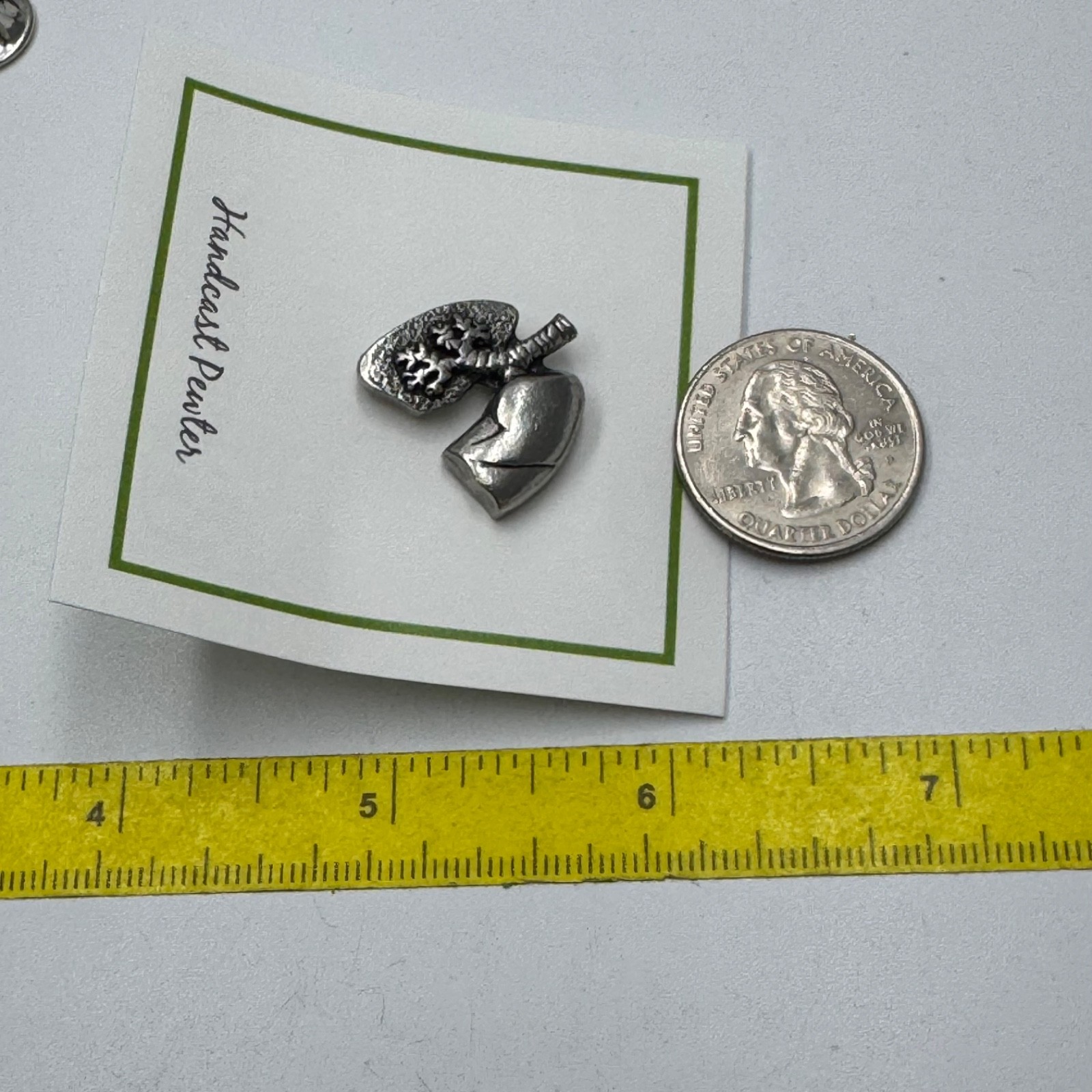 Vintage Handcast Pewter Lungs Anatomy Medical Lapel Pin Tie Tack