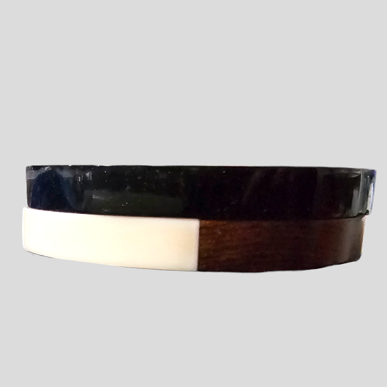 2 Mid Century Bangles Cuff Wood and Lucite White Black 1960s Bracelet Modernist