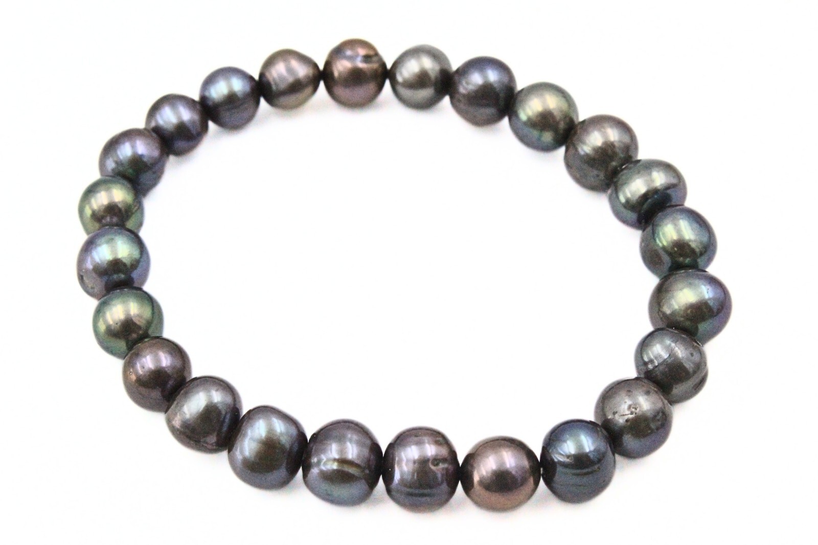 Gorgeous Peacock Black Iridescent Freshwater Contemporary HSN Stretch Bracelet