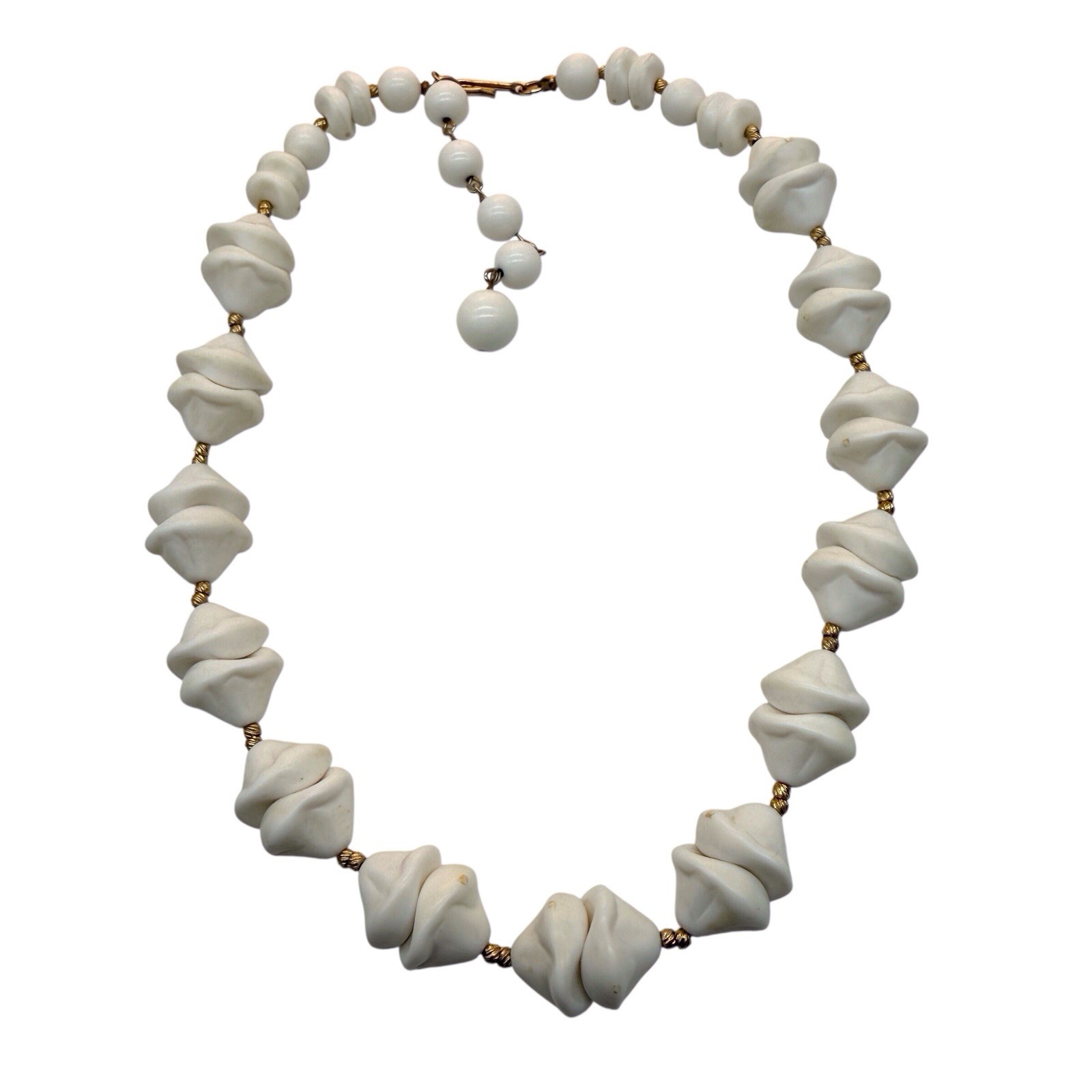 Vintage Haskell Style Choker Necklace Chunky White Molded Lucite Beads 50s 60s 5
