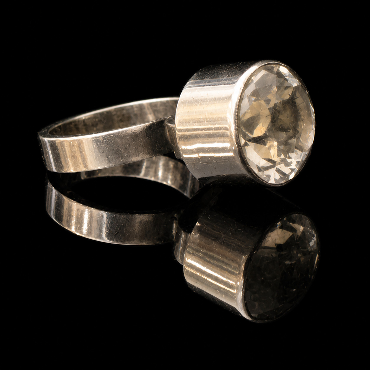 Vtg Brd.B Brødrene Bjørklund Denmark Sterling Silver Rock Crystal Ring Size 7.5