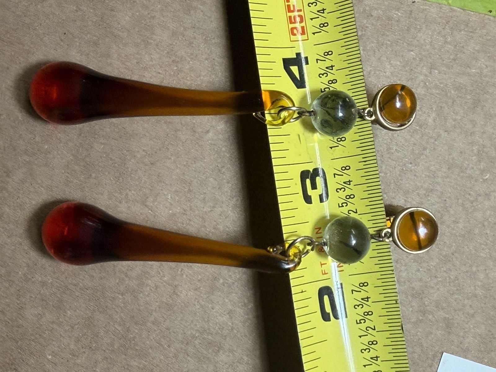 Art Nuevo Pool Of Light Inspired Amber Earrings Screw Back