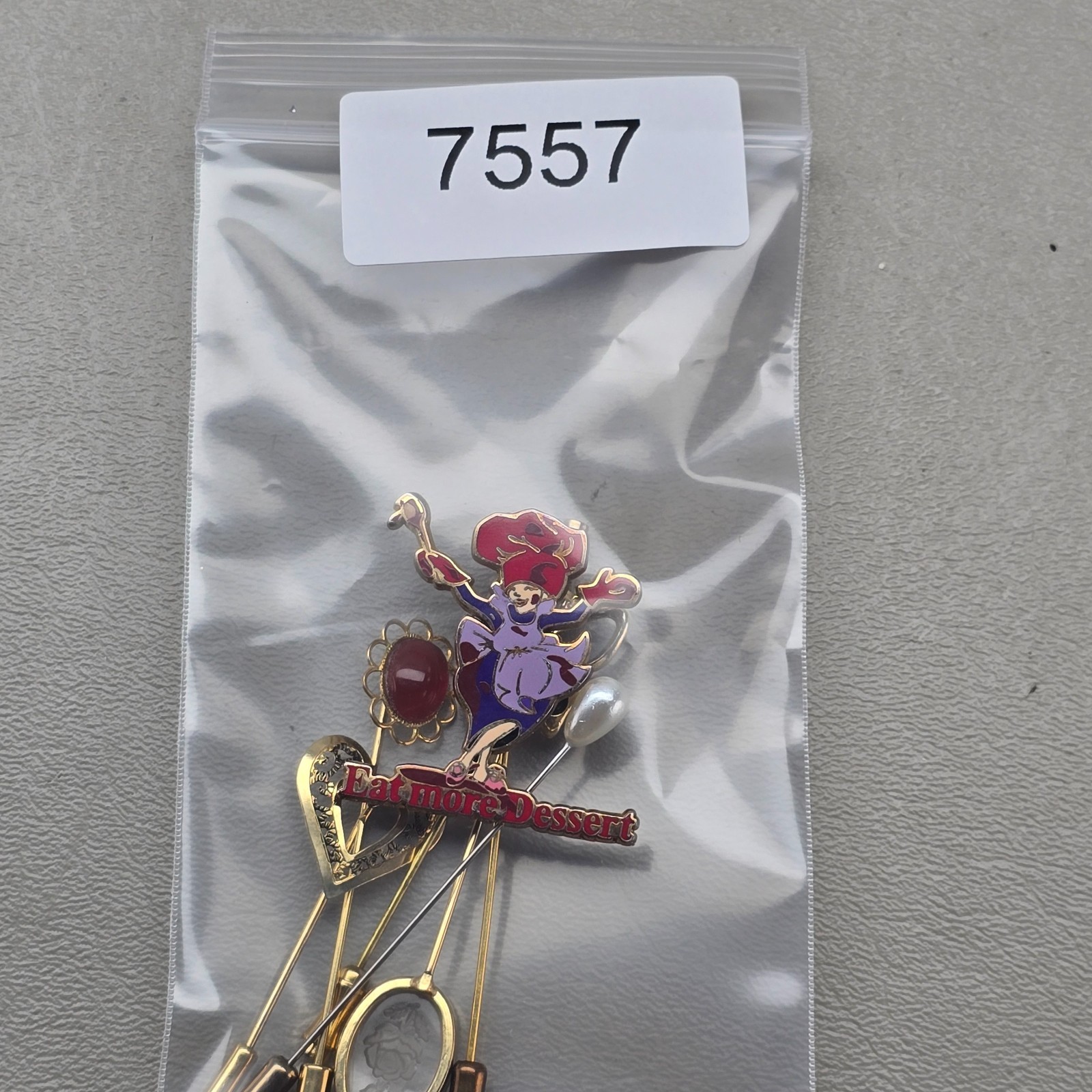 Vintage Stick Pin Lot 6 Pieces Hat Lapel Red Hat Society Gold Silver Tone