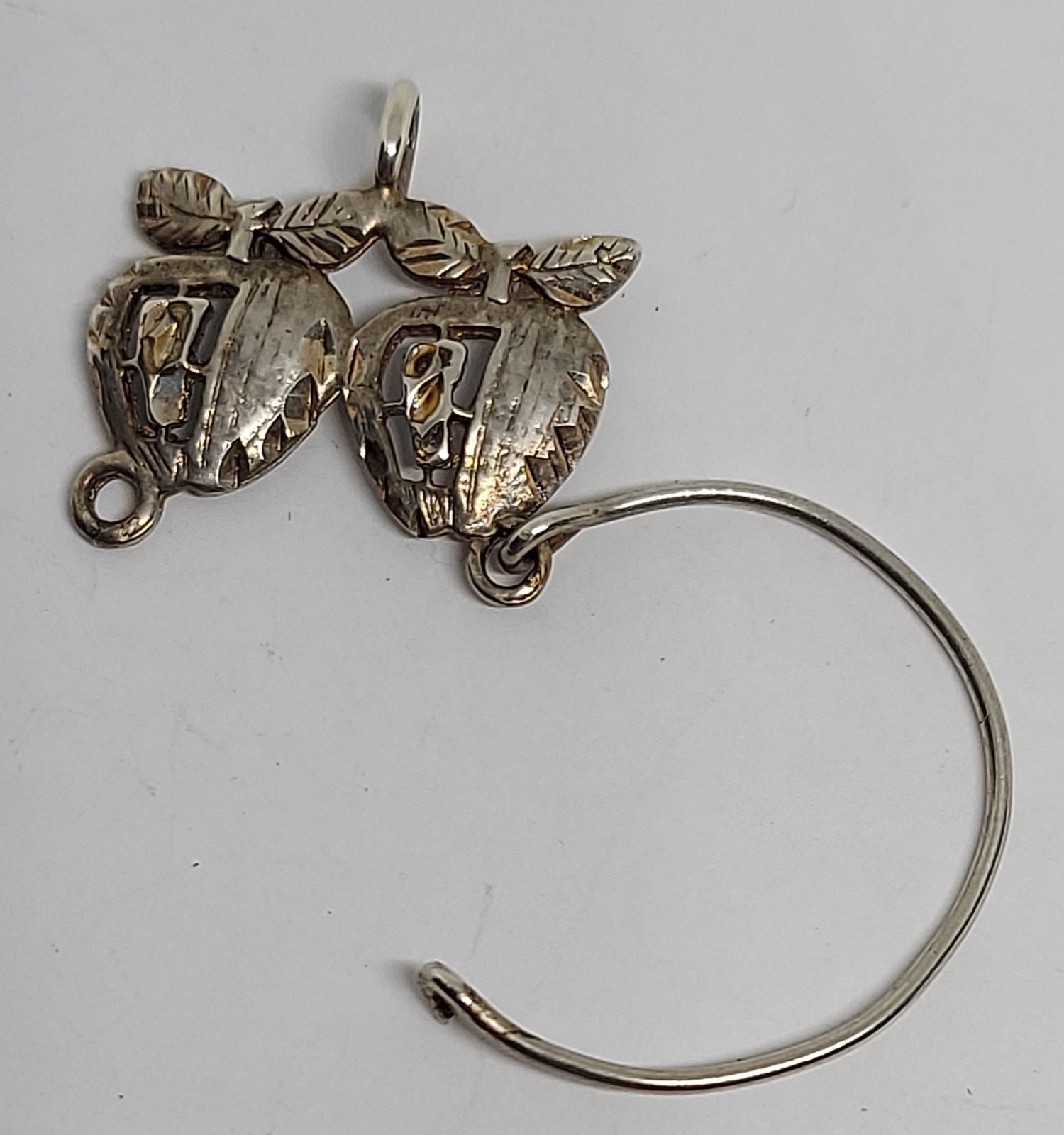 vintage apple top Charm Holder Pendant for necklace Sterling Silver