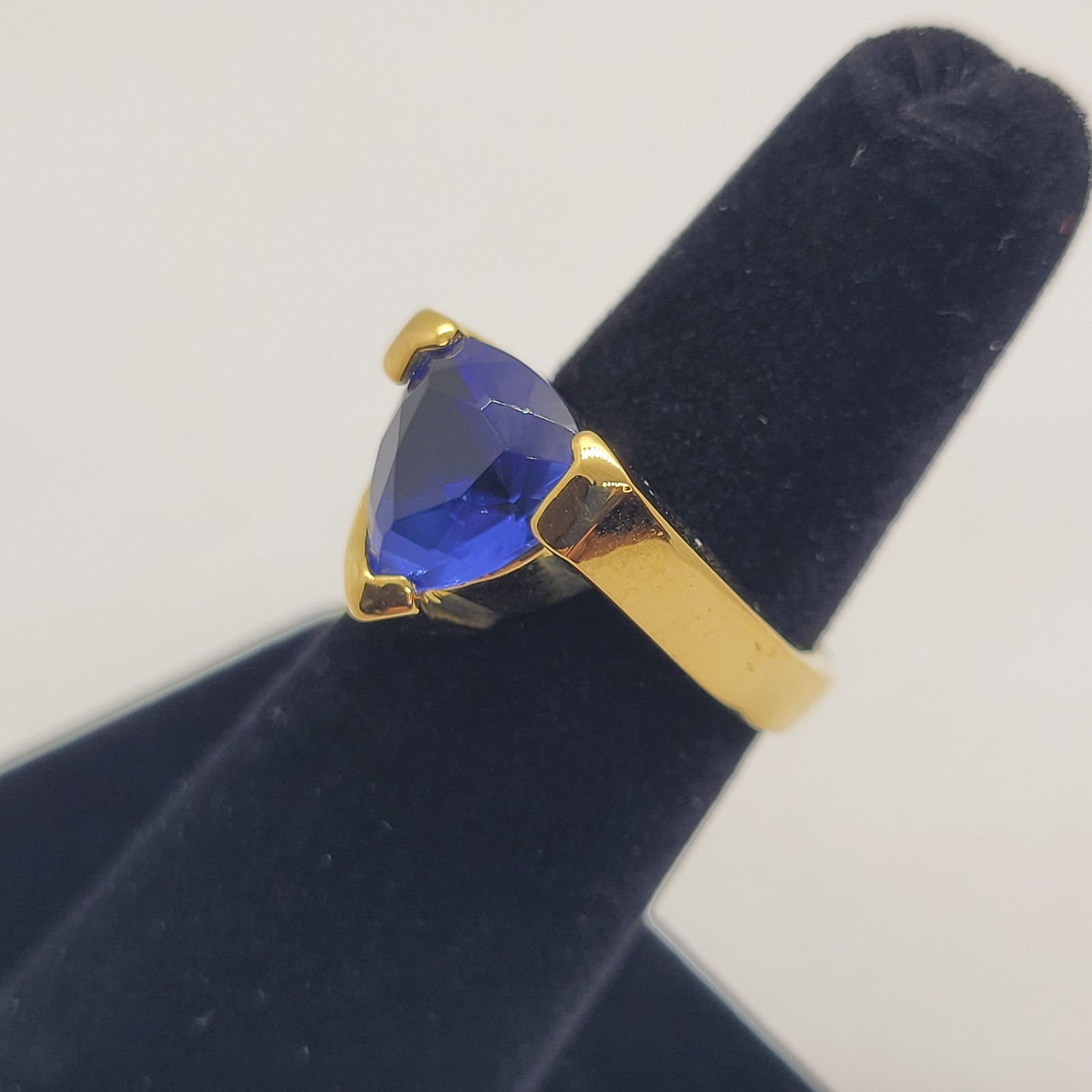 Vintage Sterling 925 Earrings Bracelet Ring Set Simulated Tanzanite Trillion Cut