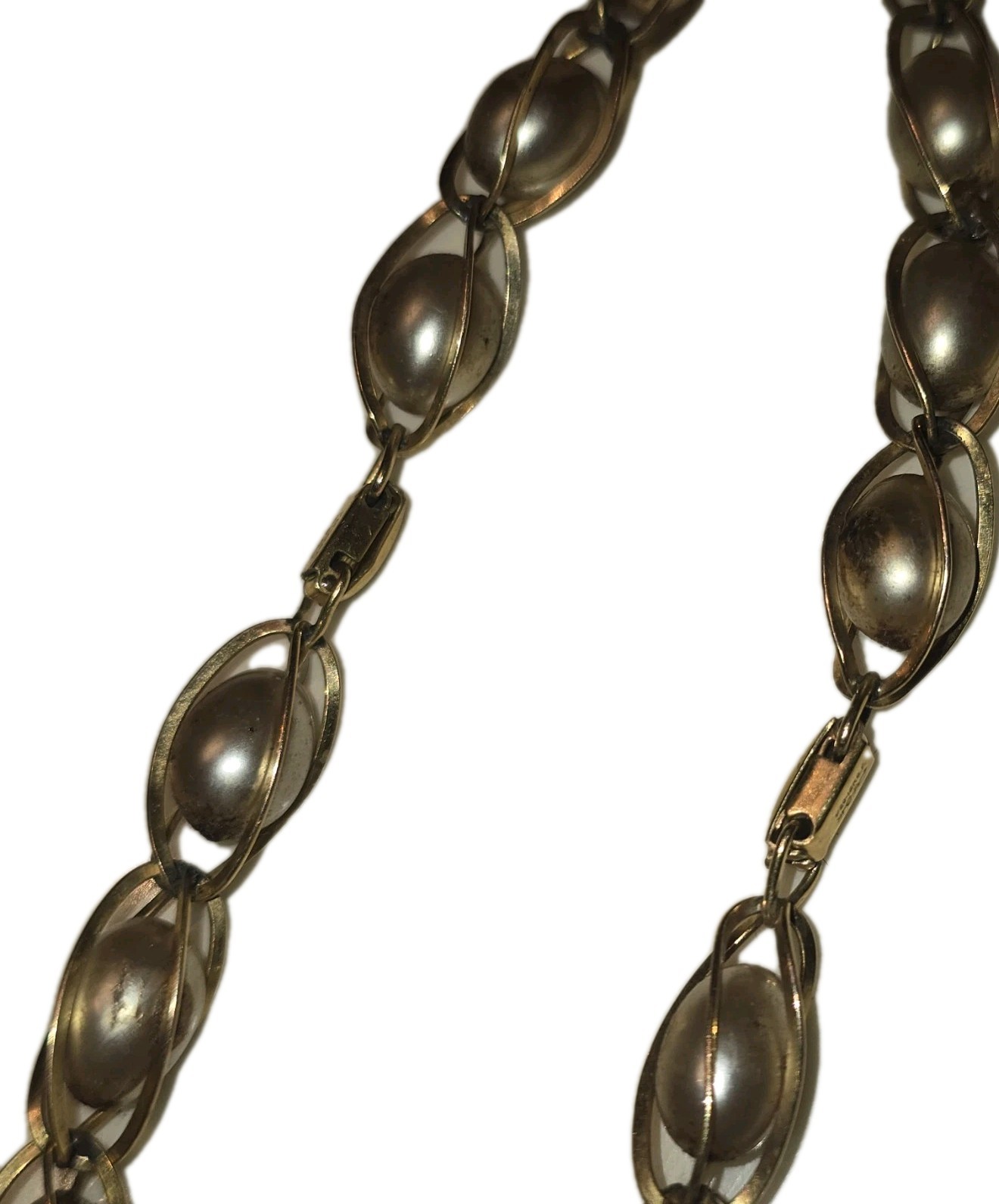 Rare Vtg Carl Art 1/20 12K GF Caged Pearl Necklace 76g Mid Century Signed CA