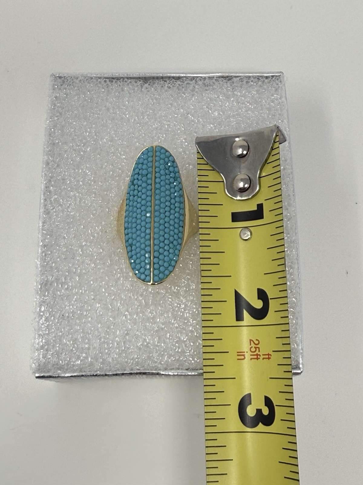 Henri Bendel Turquoise Gold Tone Statement Ring Size 6
