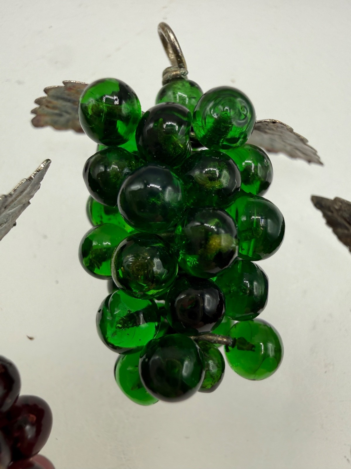 ESTATE ART GLASS RED GREEN PURPLE GRAPE BERRY CLUSTER CHARM PENDANT LOT 3