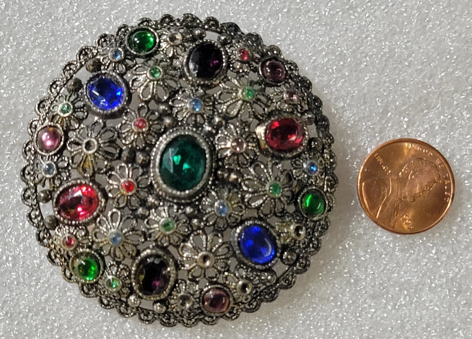Art Deco Multi Colored RS New England Glass Works NE/Chalice Signed Brooch