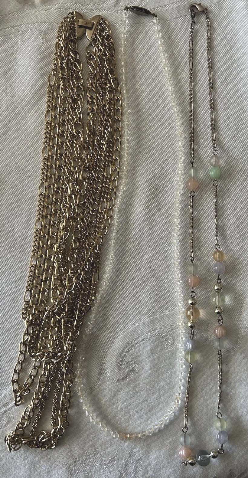 Vintage Gold Tone Necklace Lot Chain Layered Multi Strand Mixed Styles 3 Pc