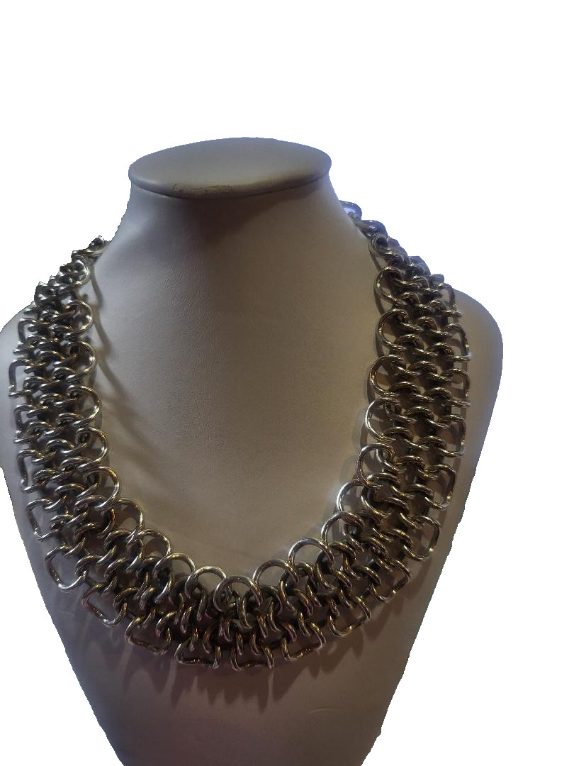 Chain Mail Style Heavy Necklace marked 925, 16.5″ in Length