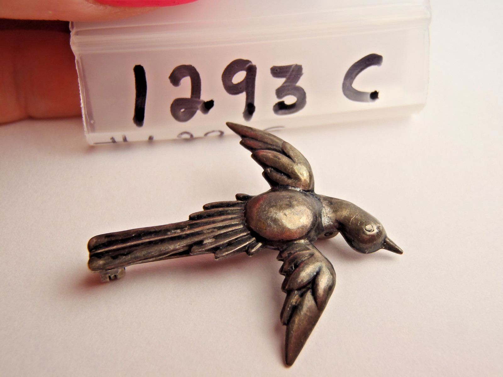 925 Sterling Silver Antique Art Deco Holy Spirit Pin Brooch