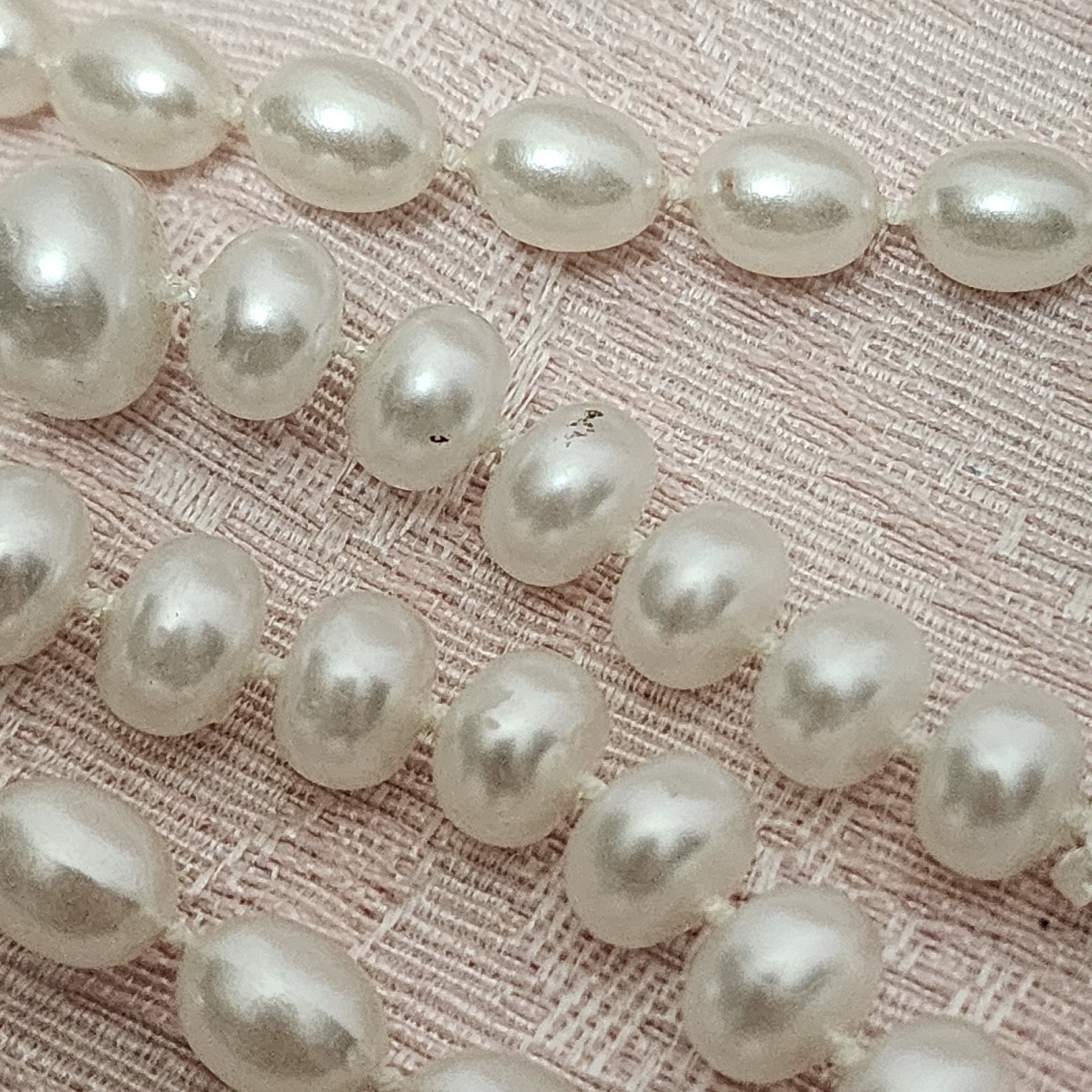 2 set VTG Baroque & Egg Shaped Faux Pearls 23.5 in Old Hollywood glamor MCM