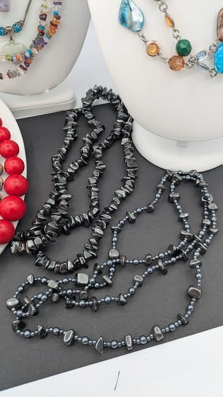 Gemstone Necklace Lot 10 Pc Chunky Beaded Statement Multi Strand Bundle
