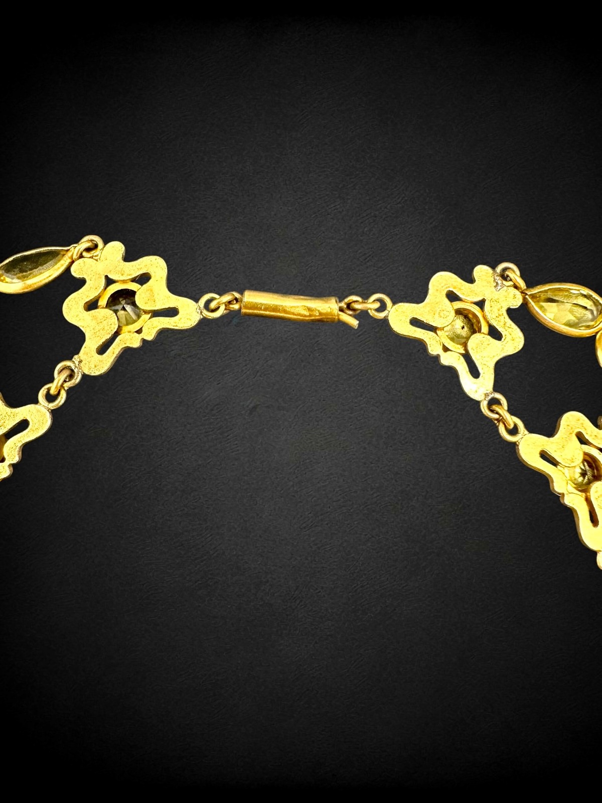 Antique Art Nouveau Goldtone Citrine Glass Festoon Choker Pendant Necklace