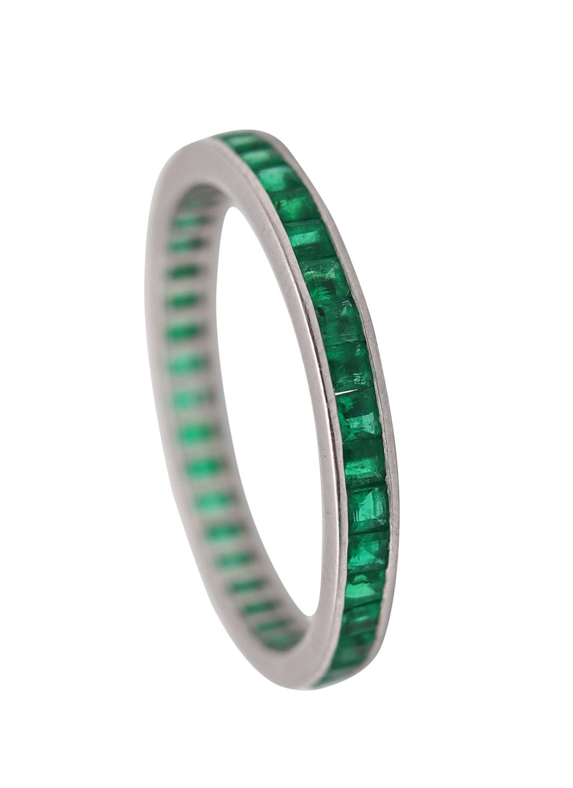 ETERNITY Ring Band In 14Kt White Gold With 1.30 Ctw In Vivid Green Emeralds