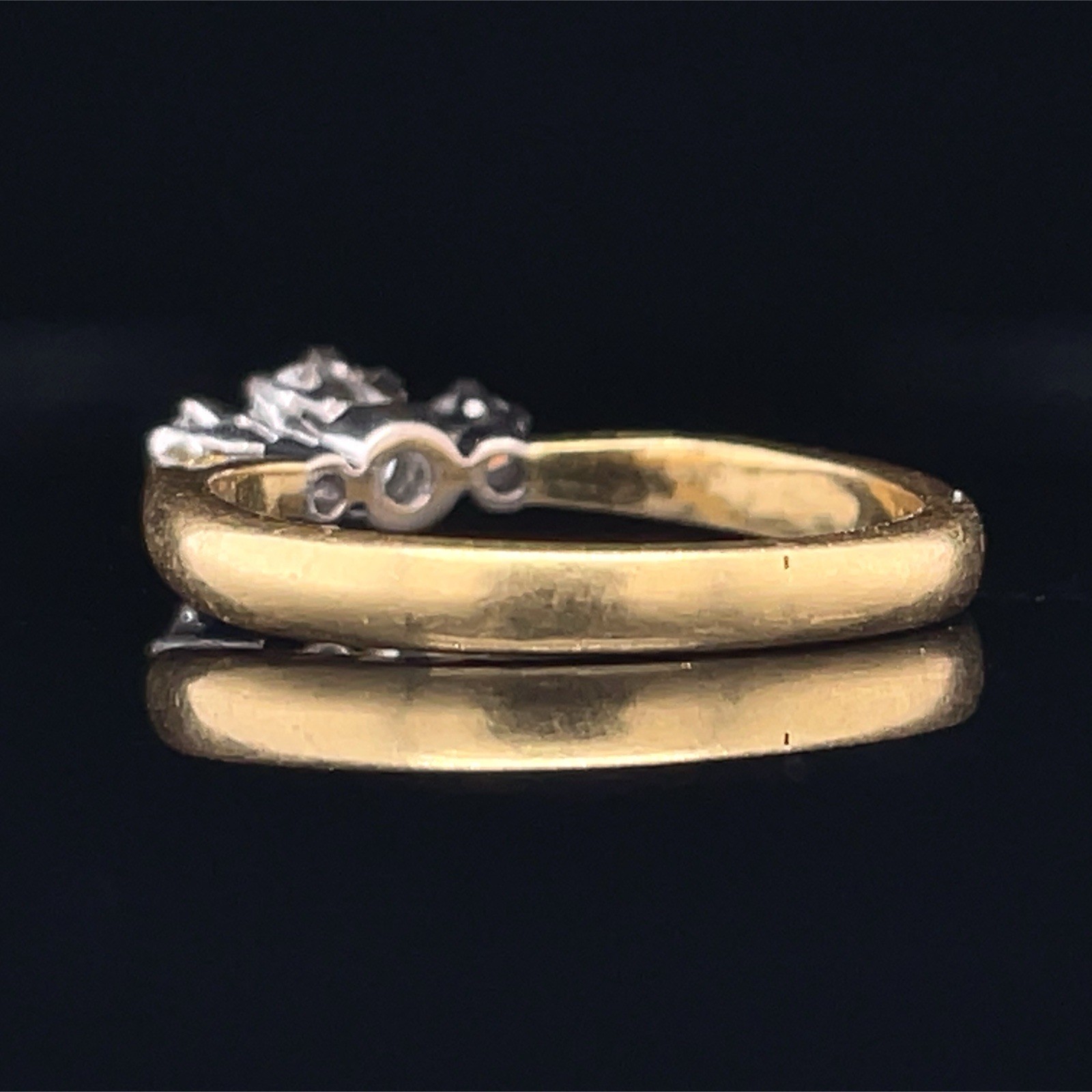 Vintage 3 Stone Old European Cut Diamond Ring 18K Gold English