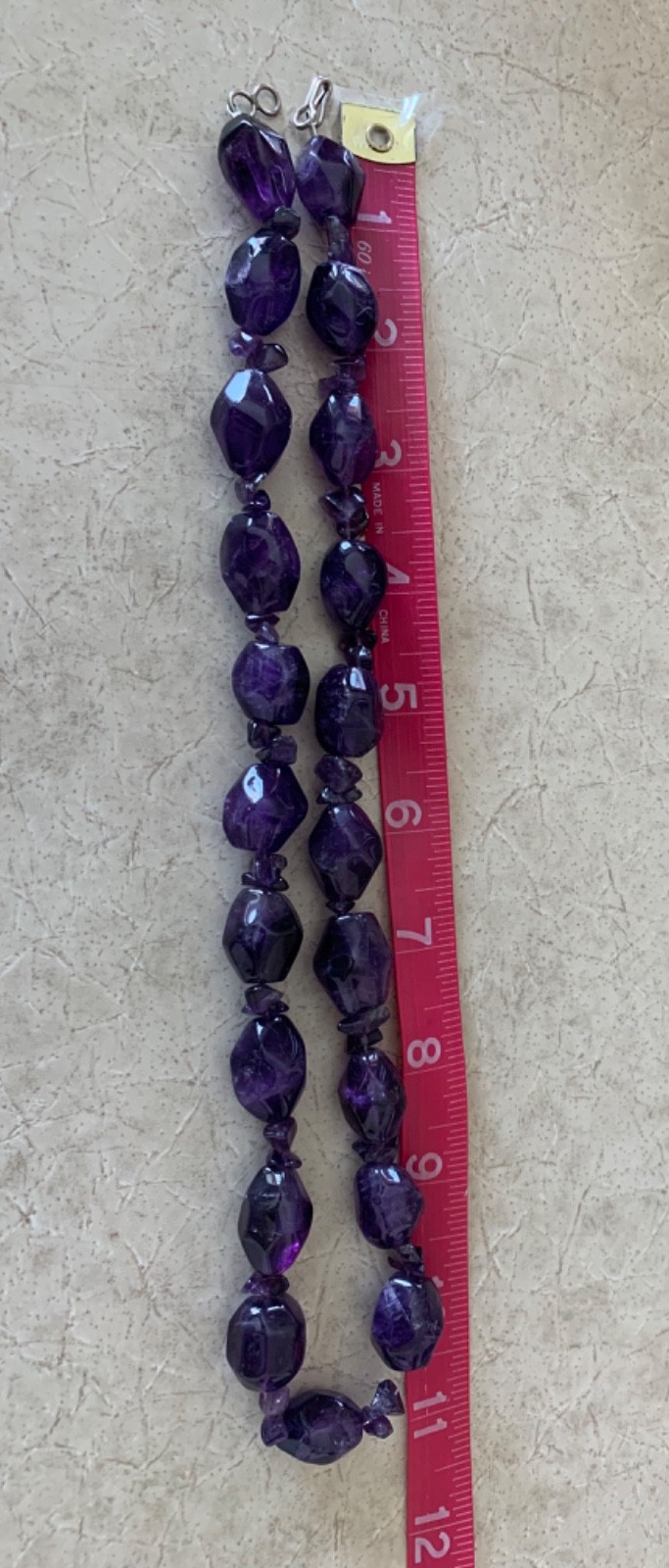 Vintage Chunky Amethyst Bead Necklace Wire Strung 22 Inches