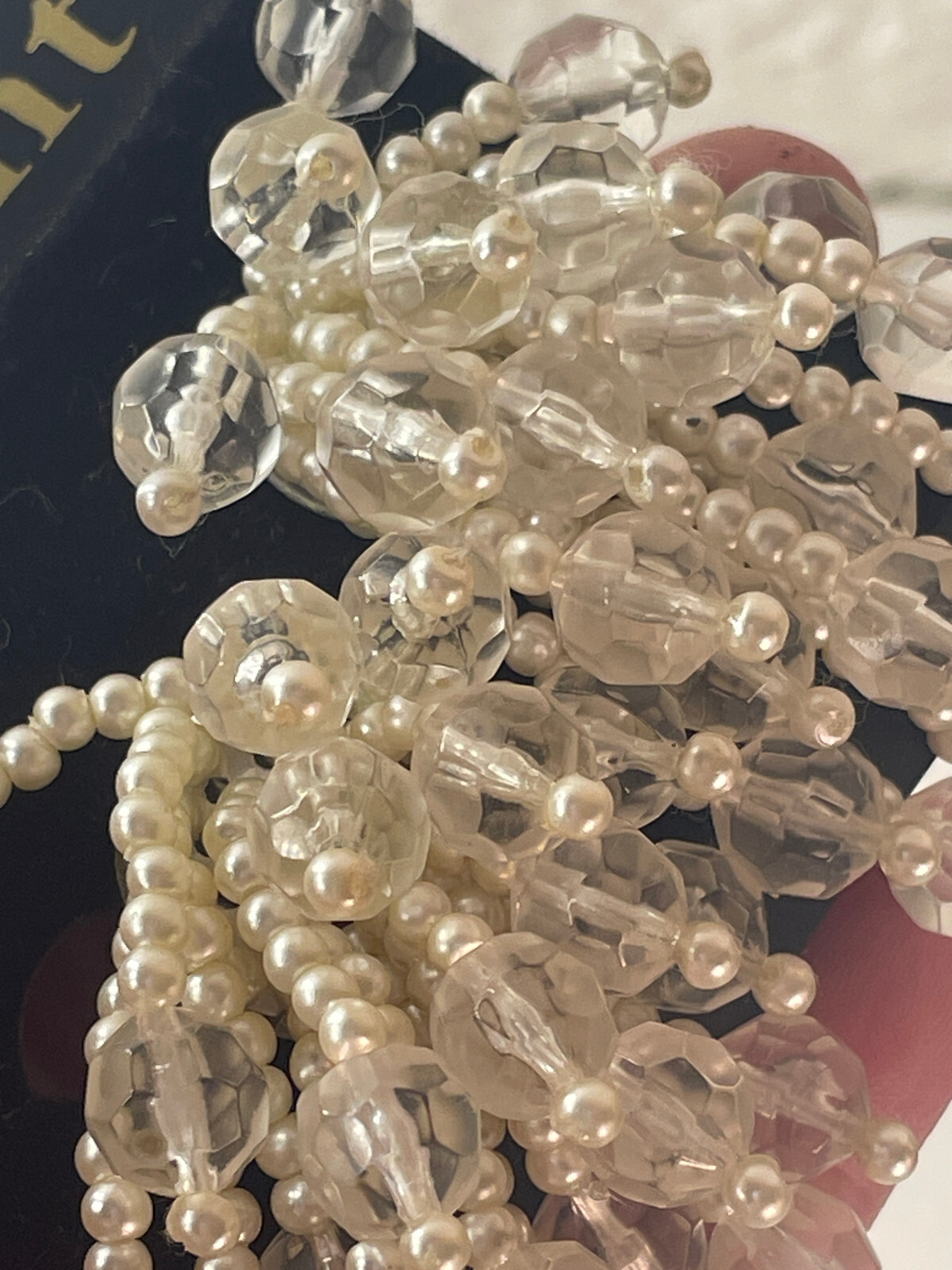 Vintage Ac’Cent 1980s Pearl Cluster Glass Bead Cluster Dangle CLIP EARRINGS