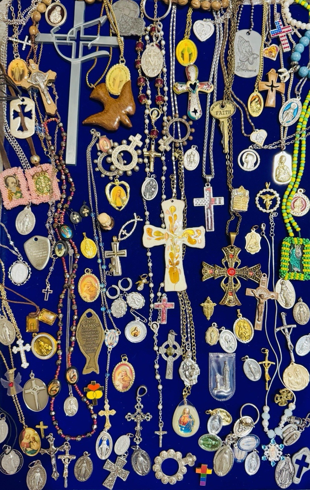 Vintage Modern Religious Cross Necklace Jewelry Lot 120+ Italy Germany Bethlehem