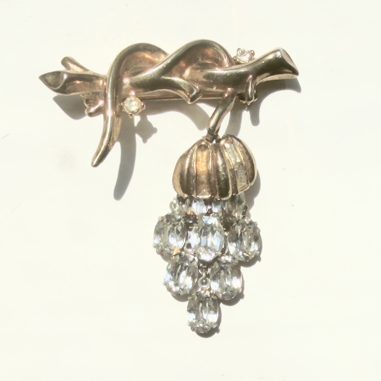 Trifari Grape Cluster Broach Dangles From Branch Patent Pending 1.74” L 2” T