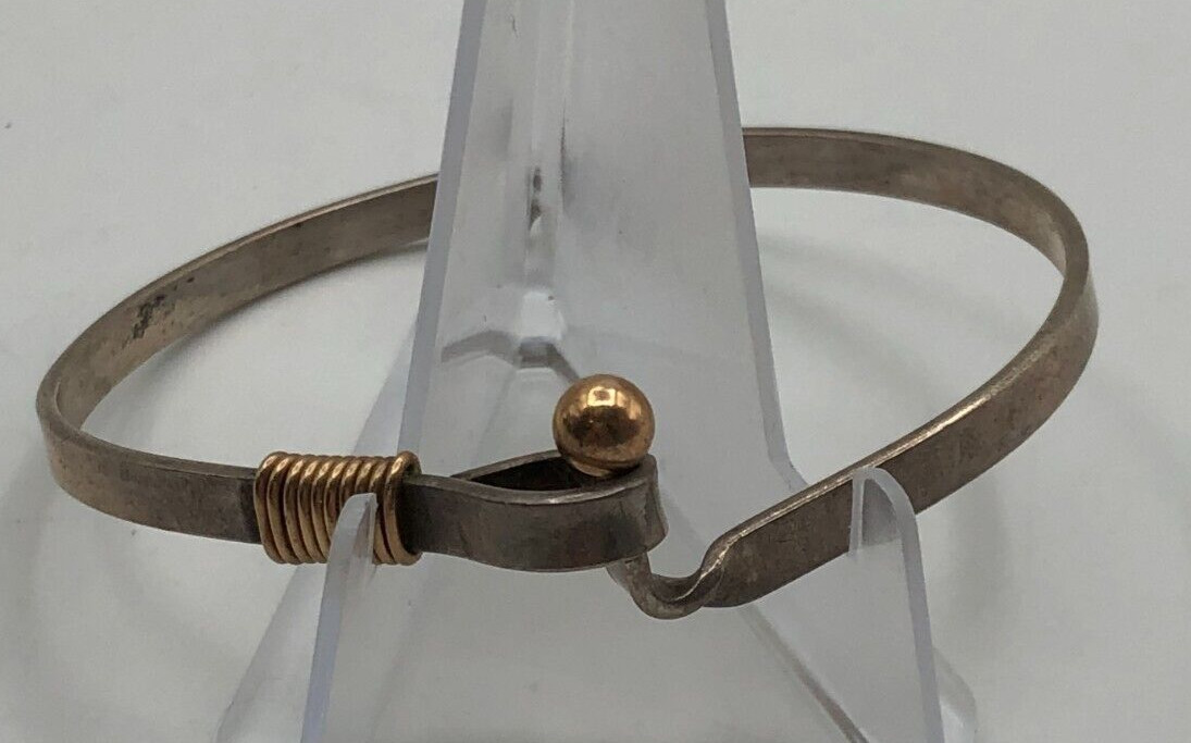 VTG Sterling Silver Tested Clamper Toggle Clasp Bracelet Artisan Jewelry 11.2 Gr