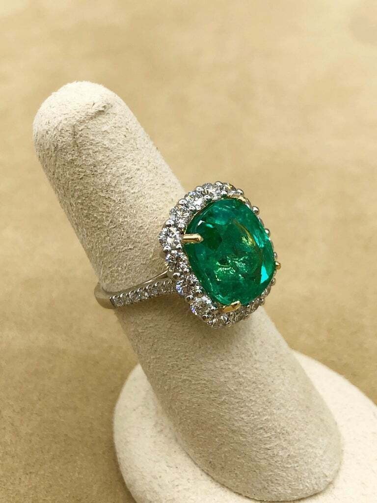 Natural Emerald 4.50 Ct Art Deco Antique Vintage Engagement Ring 925 Silver