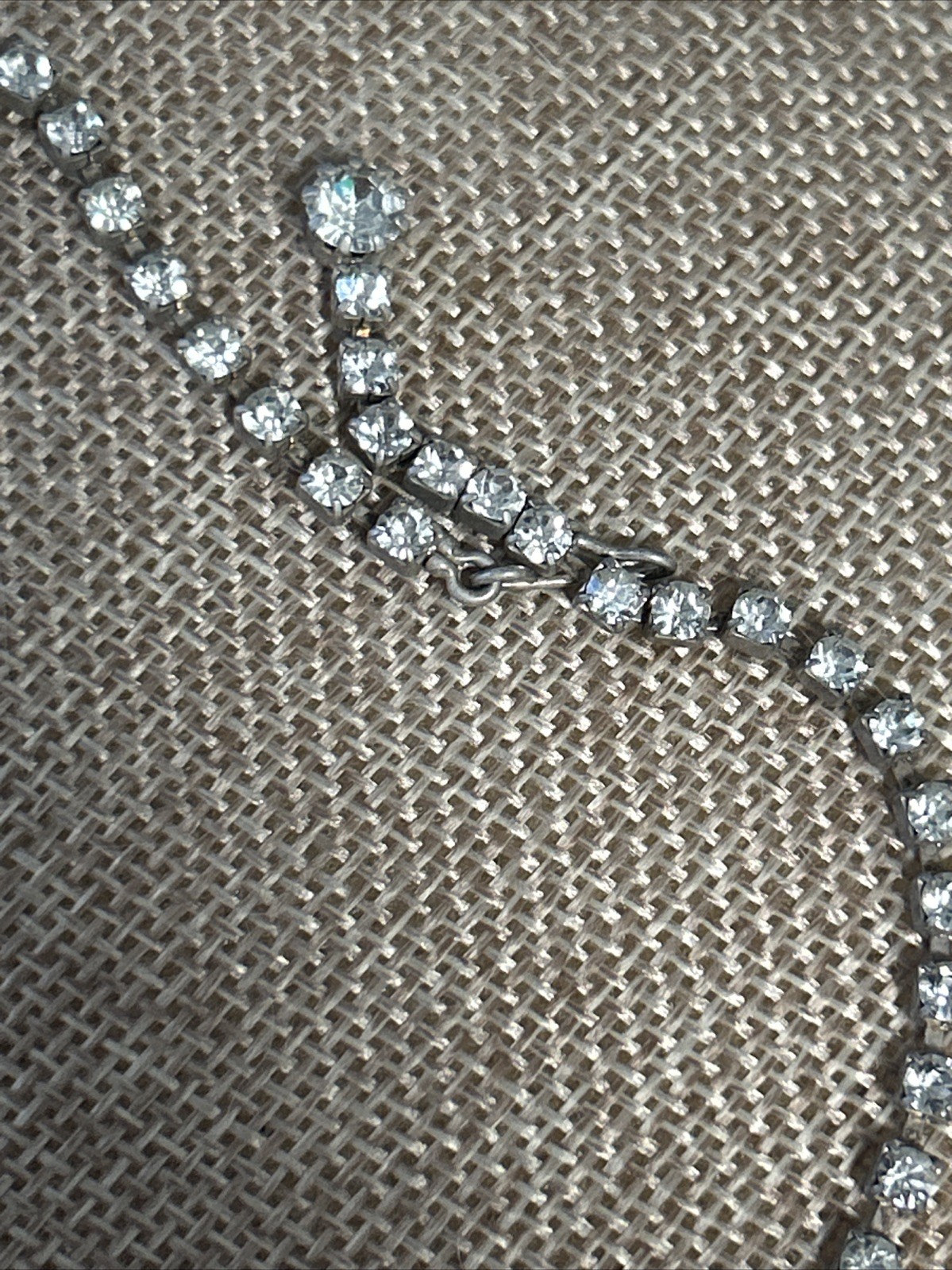 Vintage Silver-Tone Choker with Black Marquise & Clear Round Rhinestones