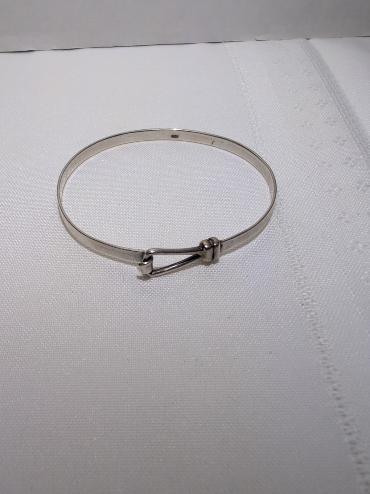 Vintage Sterling Silver Tension Hook Bangle Bracelet Stamped 925 7.75inch