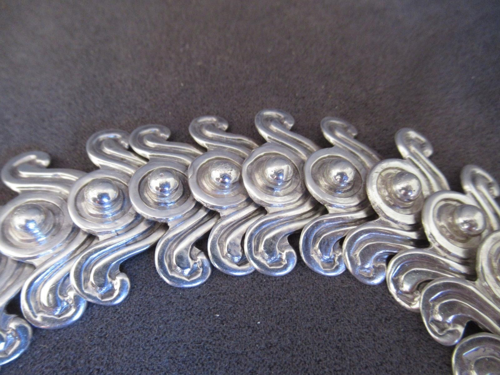 Taxco Los Castillo Mexican Silver Double Swirl 26″ Necklace #262 & Earrings dl