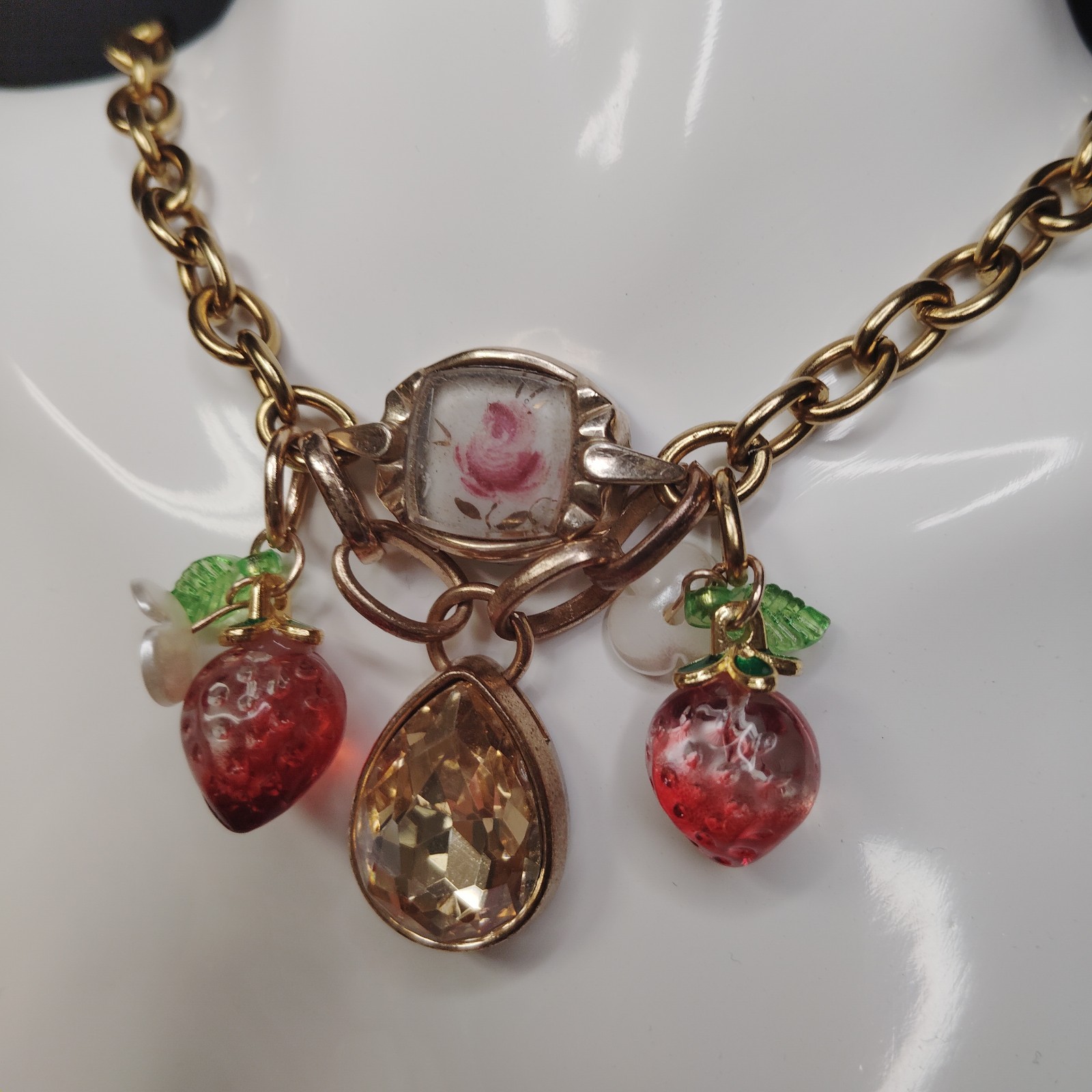 Artisan Repurposed Glass Charm Bracelet Or “15 Necklace Whimsical Steampunk