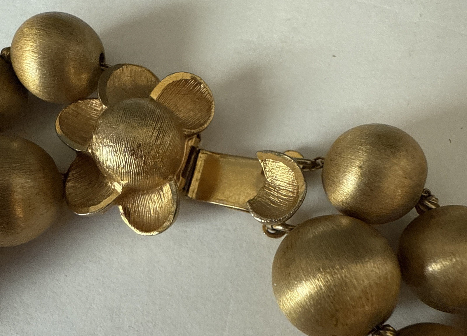 VENDOME Double Strand Gold Tone Beaded Necklace Satin Finish Signed