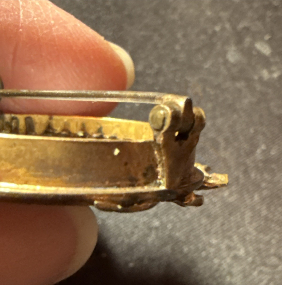 RARE French Antique FIX Metal Hallmarked 18K Gold Plate Photo Pin Brooch FRANCE