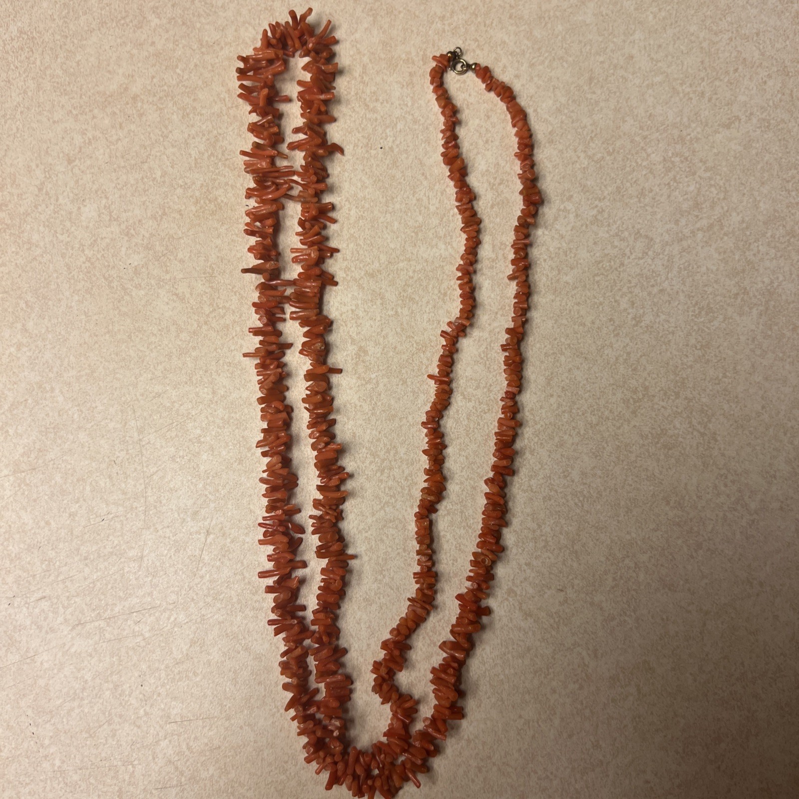 VTG Mediterranean Natural Red coral Salmon necklace 21”