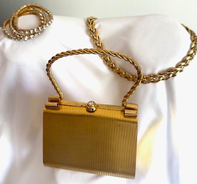 Grouped Vintage Accessories for Women, Includes Purse, Link Necklace, Bracelets