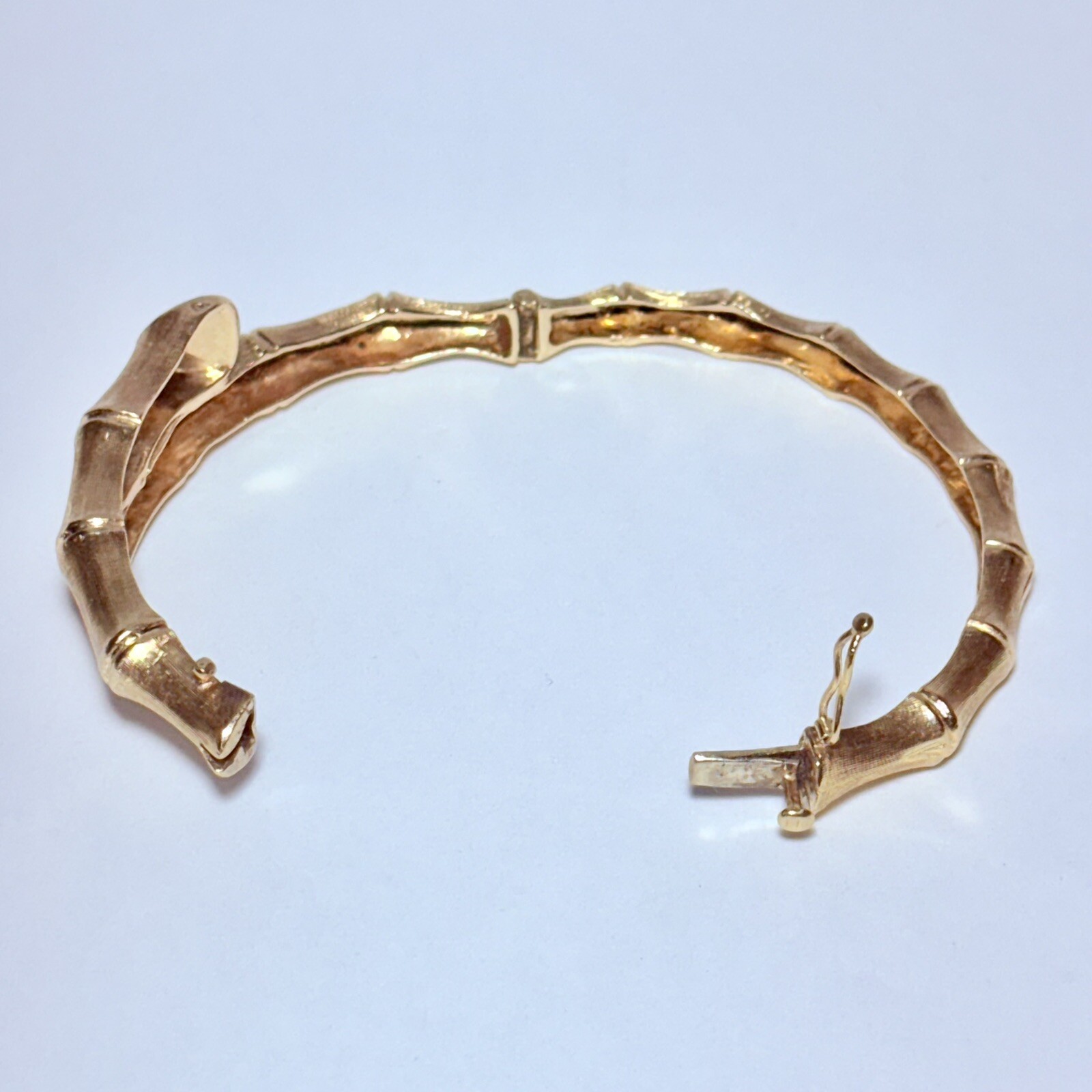Vintage Daniel S. Rine 14K Yellow Gold 6.6″ Bamboo Bypass Hinged Bracelet 22.9g