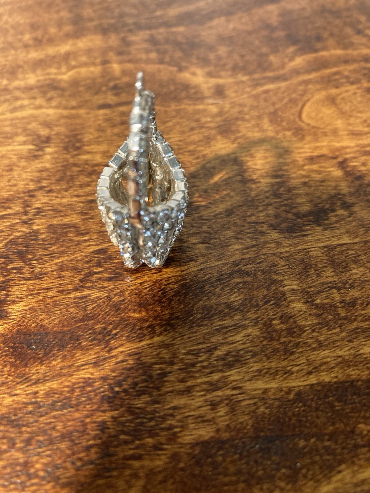 Vintage Silver Tone With Clear Rhinestone Purse Pendant