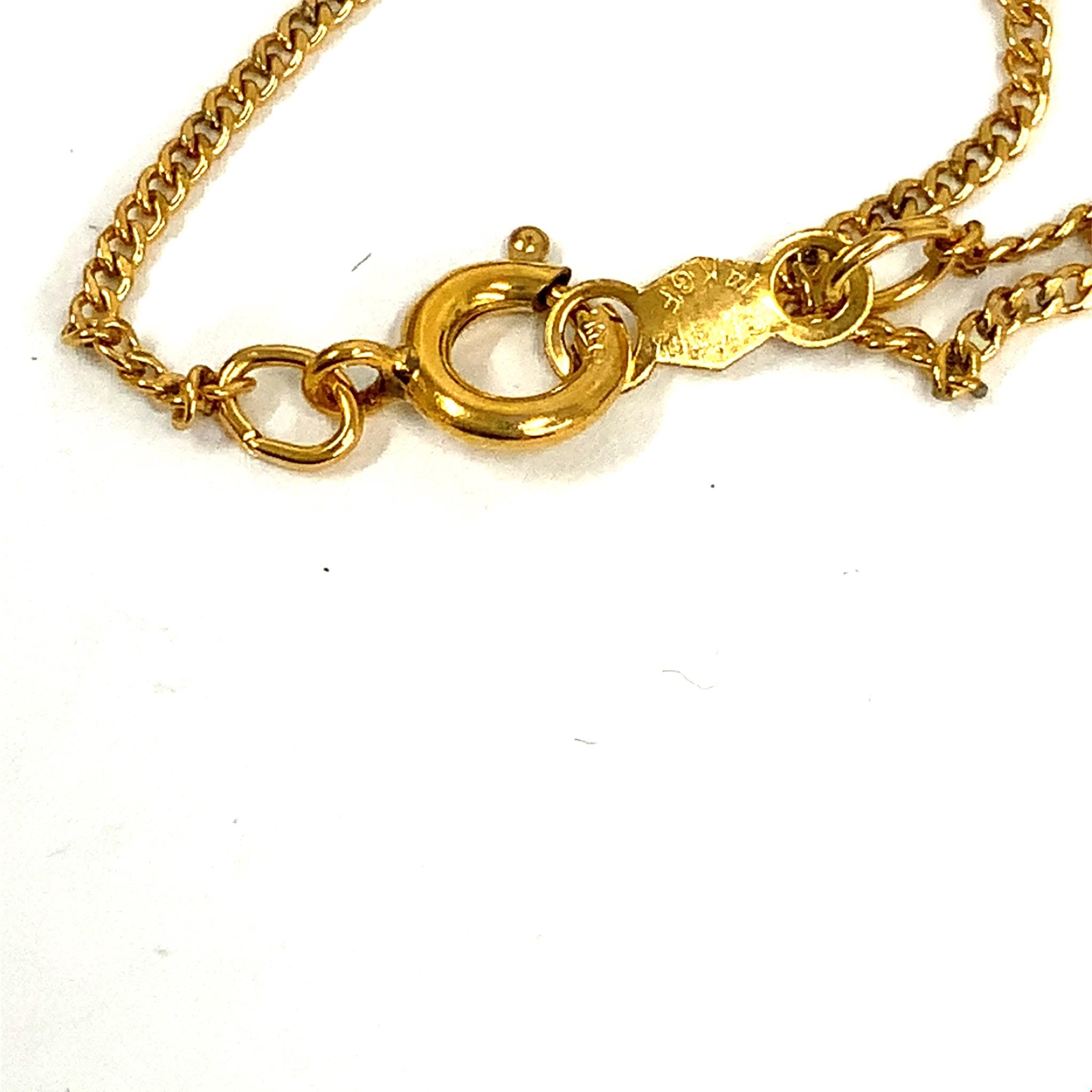 Vtg Signed 14k Gold Filled Lenox Puff Heart Porcelain Pendant Necklace sz 18 1/2