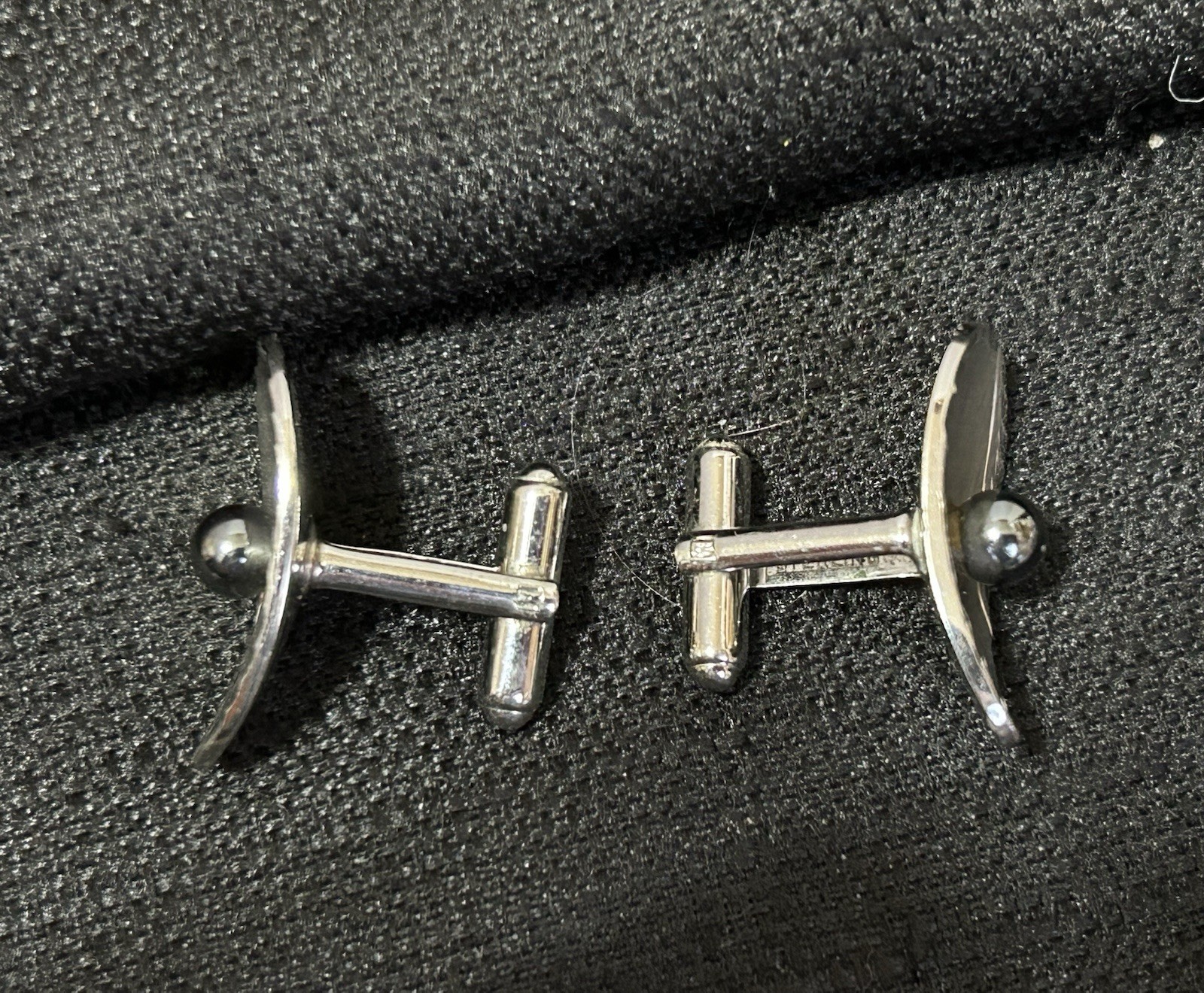Vintage 925 Sterling Silver Classic Set Cuff Links & Tie Clip ~ Signed STERLING