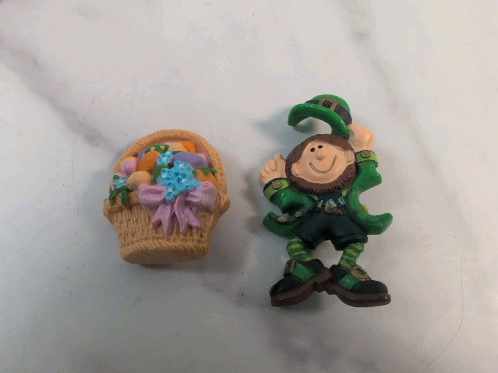 Vintage Hallmark Cards St. Patrick’s Day Leprechaun & Easter Basket Pin Set