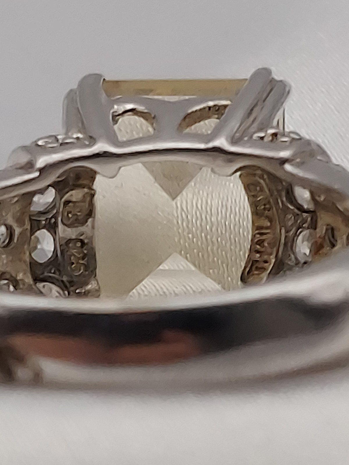 Sterling Silver Crystals & Citrine Rectangle 3 row Ring Size 8 Vtg HSN “B” 3ct