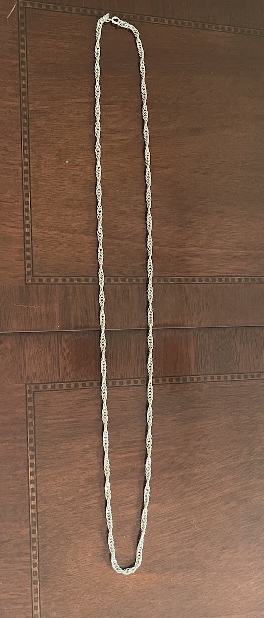 Celebrity NY Signed Vintage Silver Tone Twist Chain Link 36” Long Necklace