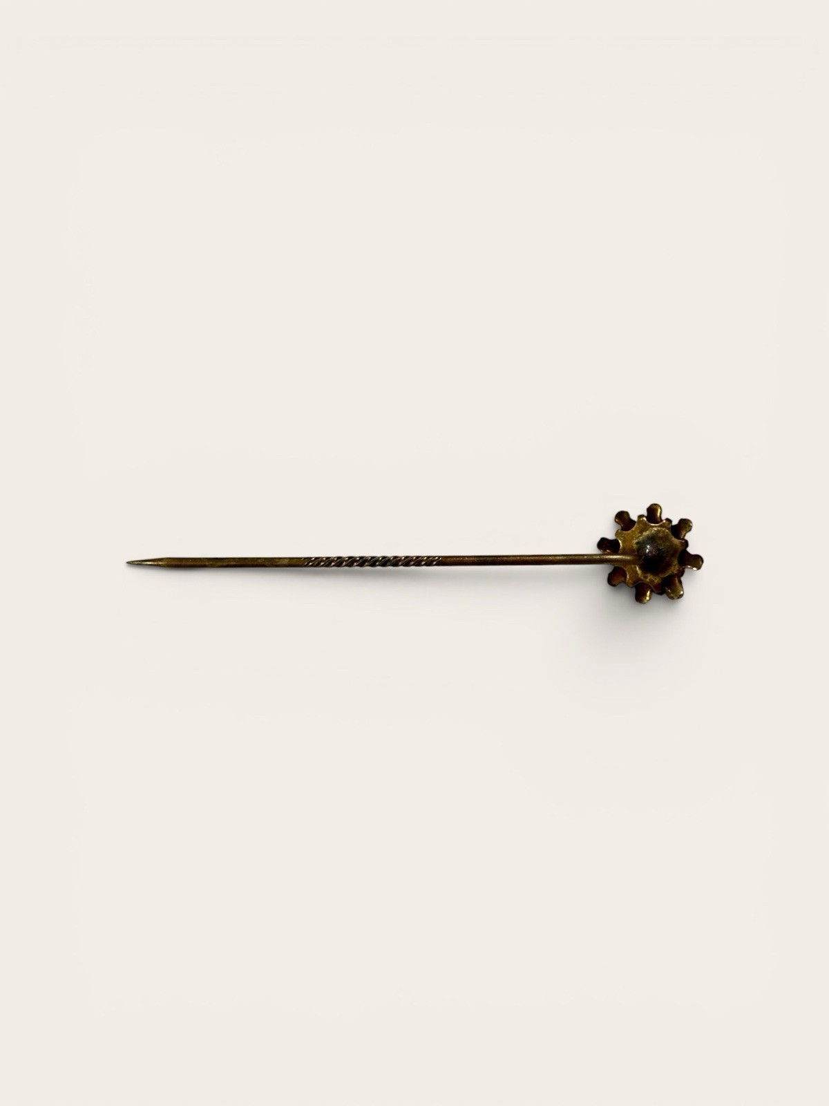 Antique Victorian Green Glass Cabochon Starburst Crown Stick Pin Hat Pin