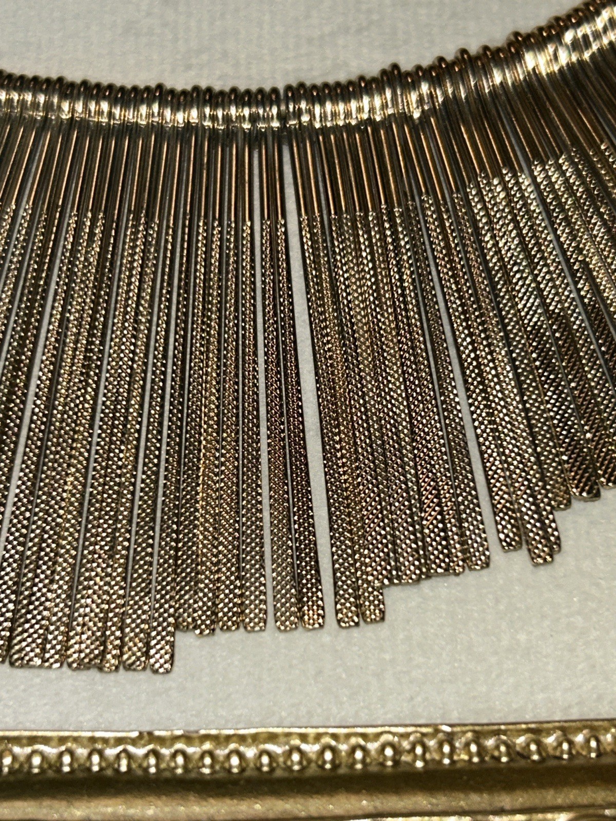 Vintage Gold Tone Fringe Necklace Textured Chain Bib Statement 9.75” Boho Chic