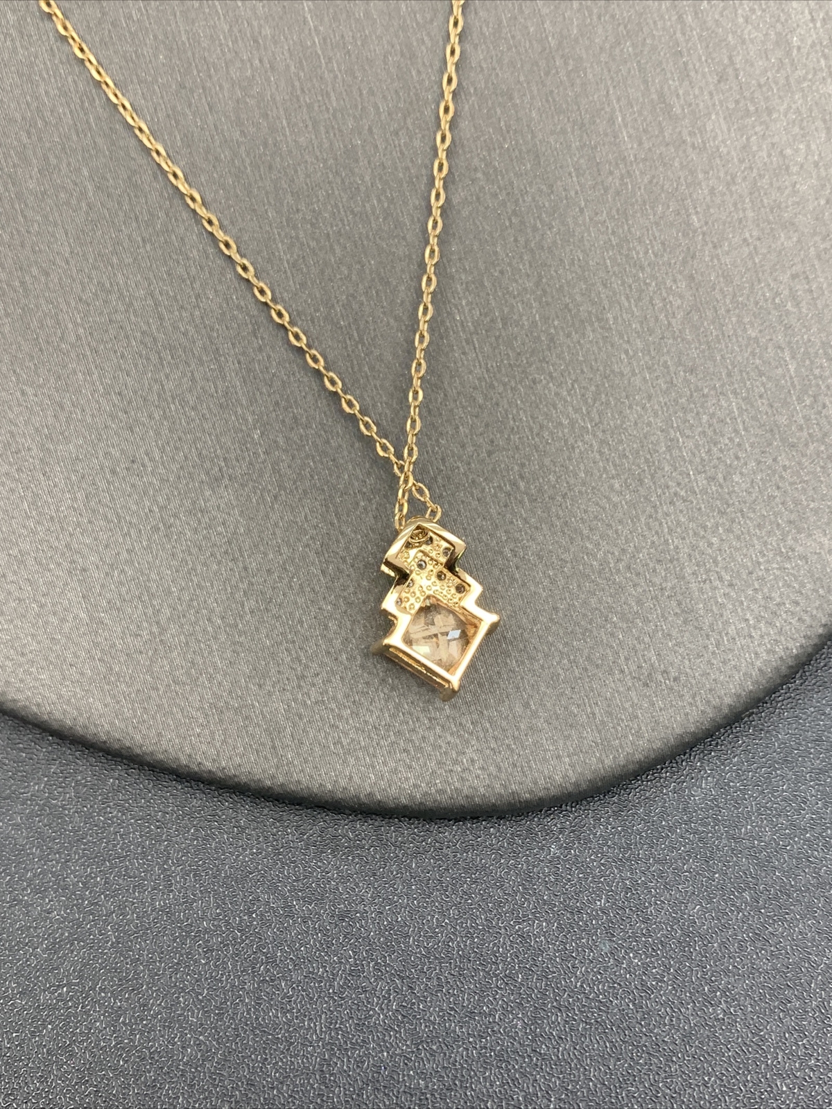 Vintage Necklace Pendant ￼ 18-20” Citrine & Clear Cubic Zirconia ￼quality